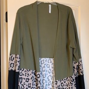 Tickled Teal Olive Leopard Print Cardigan